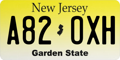 NJ license plate A82OXH