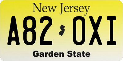 NJ license plate A82OXI