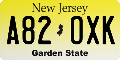 NJ license plate A82OXK