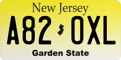 NJ license plate A82OXL