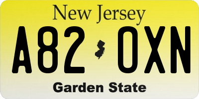 NJ license plate A82OXN