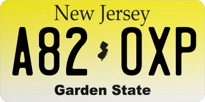 NJ license plate A82OXP