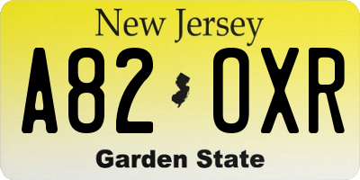 NJ license plate A82OXR