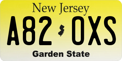 NJ license plate A82OXS