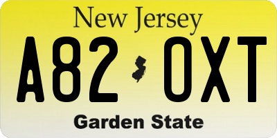 NJ license plate A82OXT