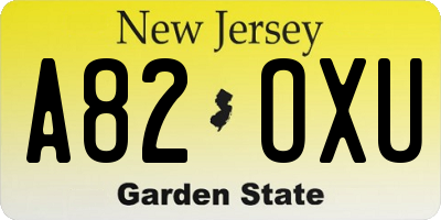 NJ license plate A82OXU