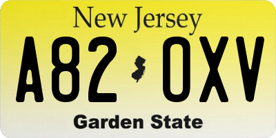 NJ license plate A82OXV