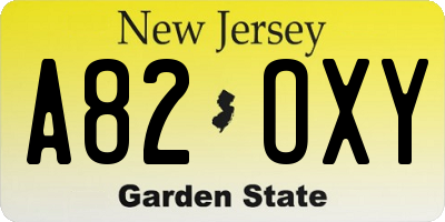 NJ license plate A82OXY