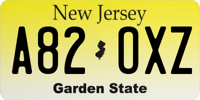 NJ license plate A82OXZ