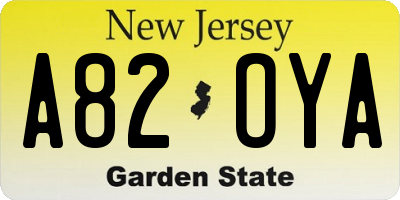 NJ license plate A82OYA