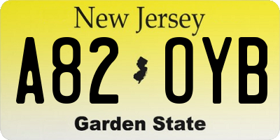 NJ license plate A82OYB