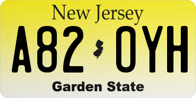NJ license plate A82OYH