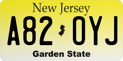 NJ license plate A82OYJ