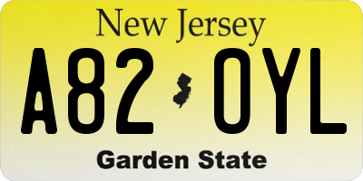 NJ license plate A82OYL