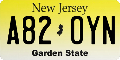 NJ license plate A82OYN