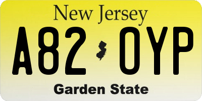 NJ license plate A82OYP