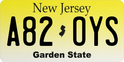 NJ license plate A82OYS