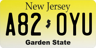 NJ license plate A82OYU