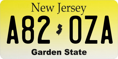 NJ license plate A82OZA