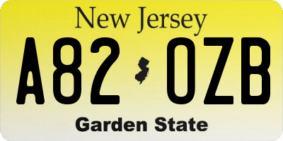 NJ license plate A82OZB