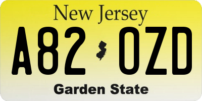 NJ license plate A82OZD