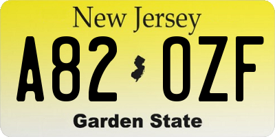NJ license plate A82OZF