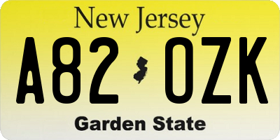 NJ license plate A82OZK