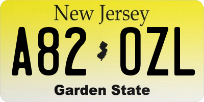 NJ license plate A82OZL