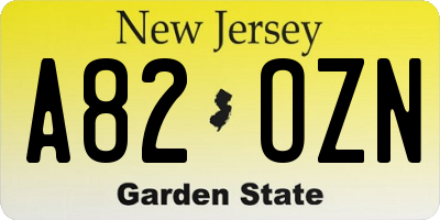 NJ license plate A82OZN