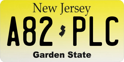 NJ license plate A82PLC