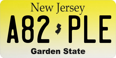 NJ license plate A82PLE