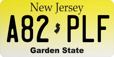 NJ license plate A82PLF