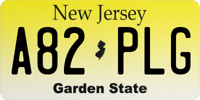 NJ license plate A82PLG