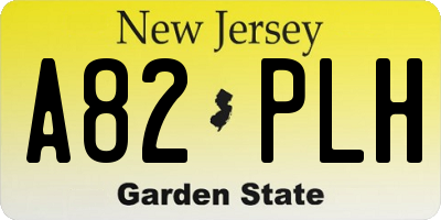 NJ license plate A82PLH