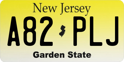 NJ license plate A82PLJ