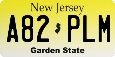 NJ license plate A82PLM