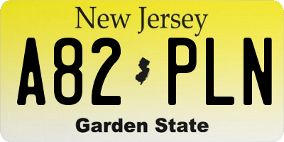 NJ license plate A82PLN