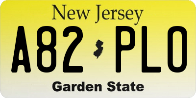 NJ license plate A82PLO