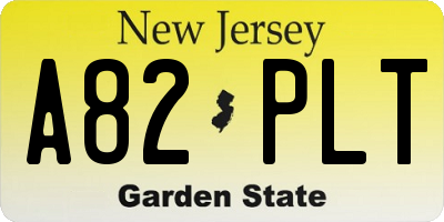 NJ license plate A82PLT