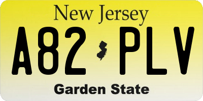 NJ license plate A82PLV