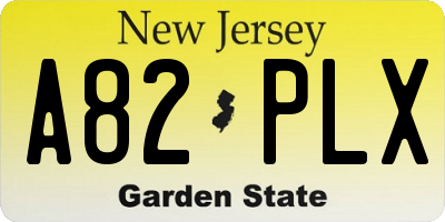 NJ license plate A82PLX