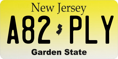 NJ license plate A82PLY