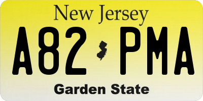 NJ license plate A82PMA