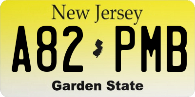 NJ license plate A82PMB