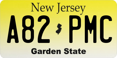 NJ license plate A82PMC