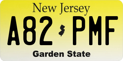 NJ license plate A82PMF