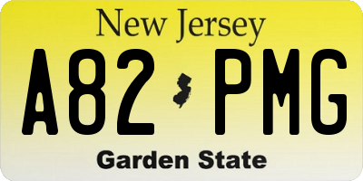 NJ license plate A82PMG