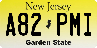 NJ license plate A82PMI