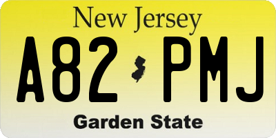 NJ license plate A82PMJ