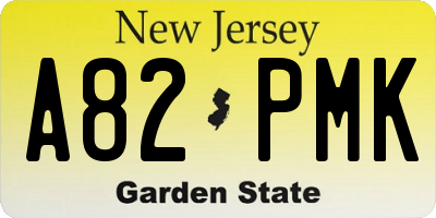 NJ license plate A82PMK